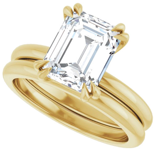 Sužadėtuvių Žiedas „Double Claw-Prong“ 14k yellow gold Emerald 9mm x 7mm (10)