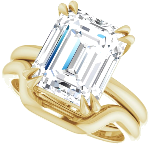 Sužadėtuvių Žiedas „Double Claw-Prong Solitaire“ 14k yellow gold Emerald 11mm x 9mm (10)