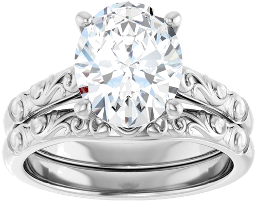 Sužadėtuvių Žiedas „Solitaire“ 14k white gold Oval 10mm x 8mm (8)