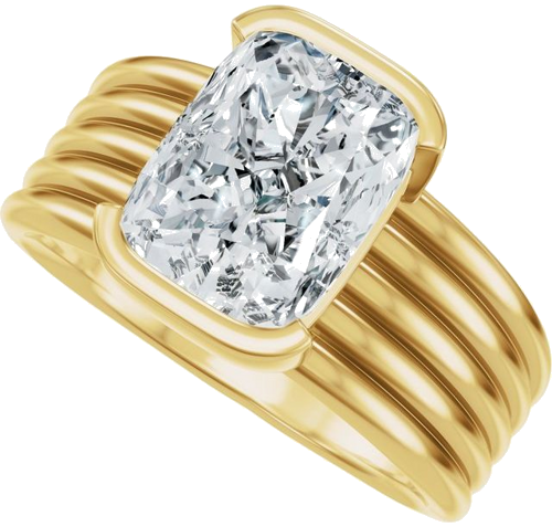 Sužadėtuvių Žiedas „Half Bezel Solitaire“ 14k yellow gold Elongated Cushion 9mm x 7mm (5)