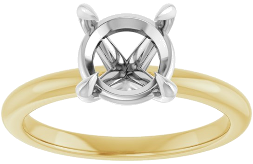 14K Yellow White 8 mm Round Solitaire Engagement Ring Mounting (3)