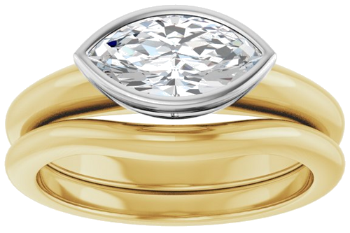 Sužadėtuvių Žiedas „Bezel-Set Solitaire“ 14k yellow/white gold Marquise 10mm x 5mm (8)