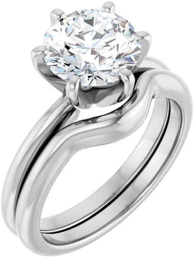 Sužadėtuvių Žiedas „Solitaire“ 585 Baltojo Aukso Round 8.2mm (6)