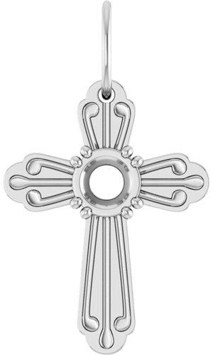 Pakabukas „Accented Cross“ 14k white gold Round 4.2mm (1)