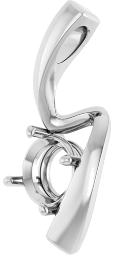 Pakabukas „Freeform Solitaire“ 585 Baltojo Aukso Round 6.5mm (2)