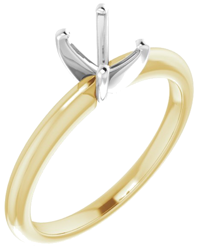 14K Yellow   White  7x5 mm Oval Solitaire Engagement Ring Mounting (1)