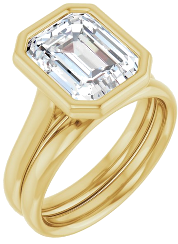 Sužadėtuvių Žiedas „Bezel-Set Solitaire“ 10k yellow gold Emerald 10mm x 8mm (6)