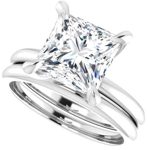 Sužadėtuvių Žiedas „Solitaire“ 585 Baltojo Aukso Square 8mm (10)