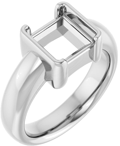 Sužadėtuvių Žiedas „Half-Bezel Solitaire“ 14k white gold Square 7.5mm (1)