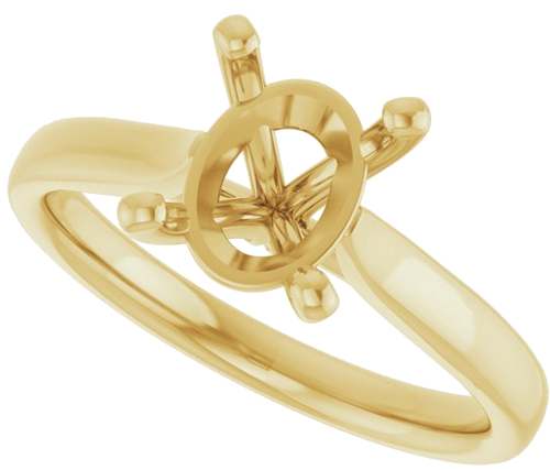 Sužadėtuvių Žiedas „Solitaire“ 750 Geltonojo Aukso Oval 9mm x 7mm (5)