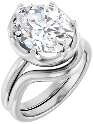 Sužadėtuvių Žiedas „Solitaire“ 14k white gold Oval 12mm x 10mm (6)