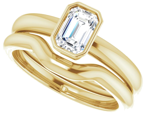 Sužadėtuvių Žiedas „Bezel-Set Solitaire“ 14k yellow gold Emerald 6mm x 4mm (10)