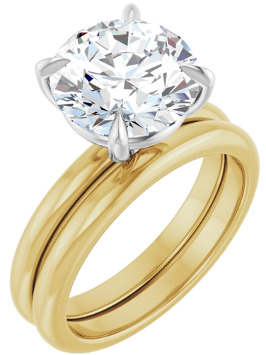 14K Yellow White 10 mm Round Solitaire Engagement Ring Mounting (4)