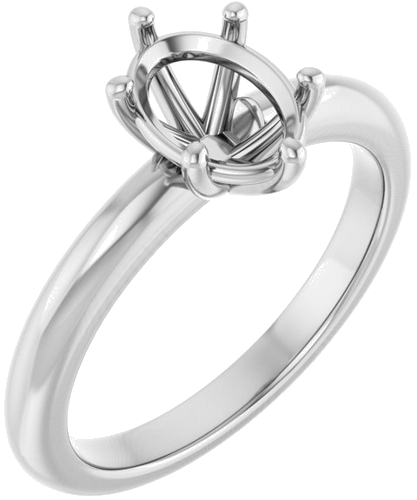 Sužadėtuvių Žiedas 14k white gold Oval 8mm x 6mm (1)