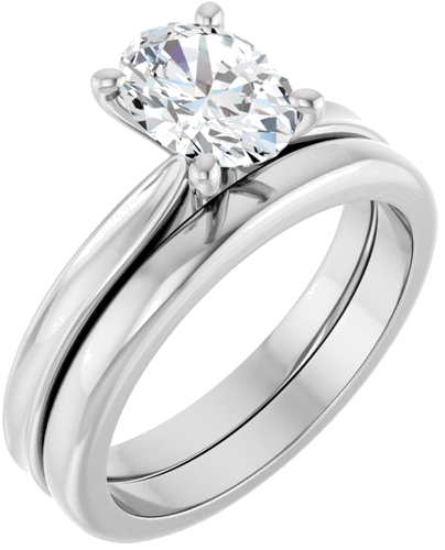 Sužadėtuvių Žiedas 14k white gold Oval 8mm x 6mm (6)