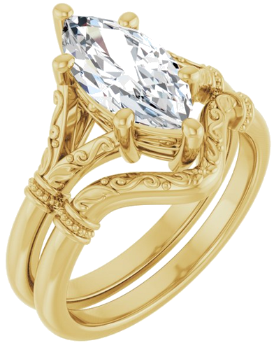 Sužadėtuvių Žiedas „Sculptural“ 10k yellow gold Marquise 12mm x 6mm (6)