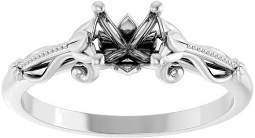 Sužadėtuvių Žiedas „Solitaire Sculptural“ 14k white gold Round 5.2mm (3)