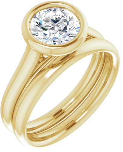 Sužadėtuvių Žiedas „Bezel-Set Solitaire“ 10k yellow gold Round 7mm (6)
