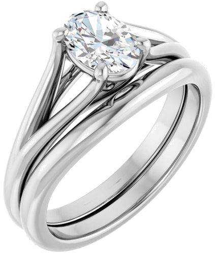 Sužadėtuvių Žiedas „Solitaire“ 14k white gold Oval 7mm x 5mm (6)