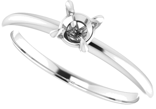 14K White  4.4 mm Round Solitaire Engagement Ring Mounting (5)