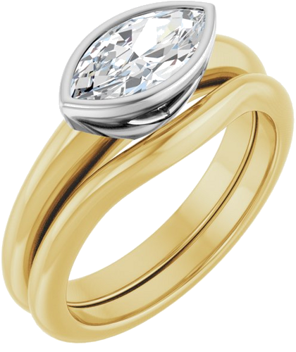 Sužadėtuvių Žiedas „Bezel-Set Solitaire“ 14k yellow/white gold Marquise 10mm x 5mm (6)