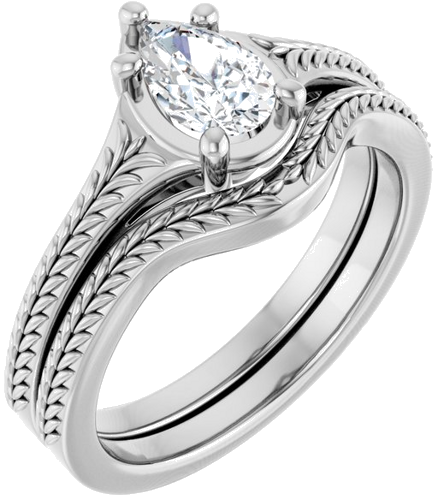 Sužadėtuvių Žiedas „Solitaire“ 14k white gold Pear 7mm x 4.5mm (6)