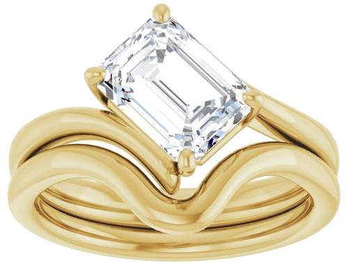 Sužadėtuvių Žiedas „Solitaire Bypass“ 14k yellow gold Emerald 8mm x 6mm (8)