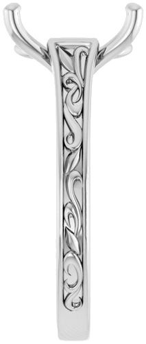 Sužadėtuvių Žiedas „Solitaire Scroll“ 14k white gold Emerald 10mm x 8mm (4)