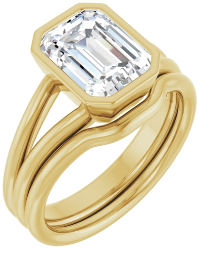Sužadėtuvių Žiedas „Bezel-Set Solitaire“ 14k yellow gold Emerald 9mm x 7mm (6)