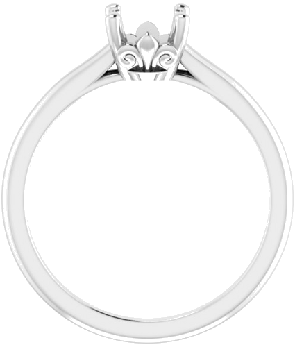 14K White 6.5 mm Round Hidden Fleur De Lis Solitaire Engagement Ring Mounting (2)