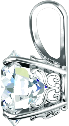 Pakabukas „Round 4-Prong Scroll“ 14k white gold Round 12mm (4)