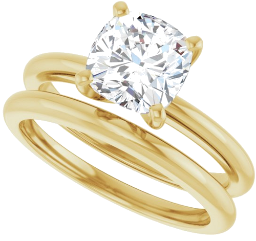 Sužadėtuvių Žiedas „Solitaire“ 585 Geltonojo Aukso Cushion 7mm (10)