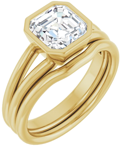 Sužadėtuvių Žiedas „Bezel-Set Solitaire“ 14k yellow gold Asscher 7mm (6)