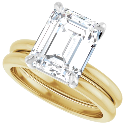 14K Yellow White 10x8 mm Emerald Solitaire Engagement Ring Mounting (10)