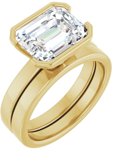Sužadėtuvių Žiedas „Half-Bezel Solitaire“ 14k yellow gold Emerald 10mm x 8mm (6)