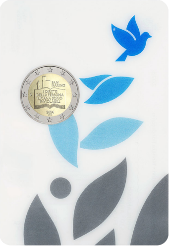 2024 Сан-Марино Декларация гражданских прав монета 2 евро BU в карточке (5)