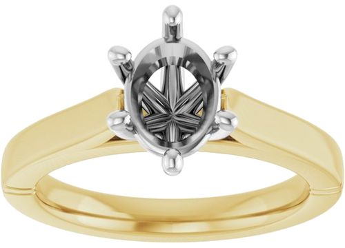Sužadėtuvių Žiedas „Solitaire“ 14k yellow/white gold Oval 8mm x 6mm (3)