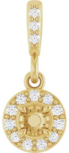 Pakabukas „Halo-Style“ 14k yellow gold Round 3mm (1)