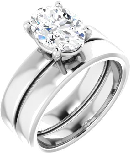 Sužadėtuvių Žiedas „Solitaire“ 10k white gold Oval 9mm x 7mm (6)