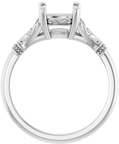 18K White 7 mm Cushion Solitaire Engagement Ring Mounting (2)