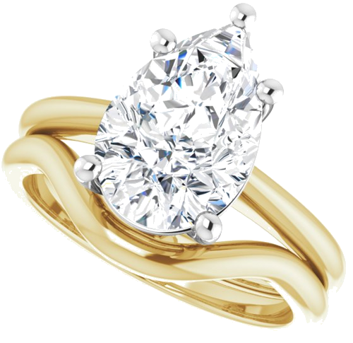 Sužadėtuvių Žiedas „Solitaire“ 14k yellow/white gold Pear 12mm x 8mm (10)