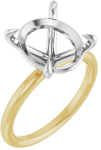 Sužadėtuvių Žiedas „Claw-Prong Solitaire“ 14k yellow/white gold Oval 13mm x 11mm (1)