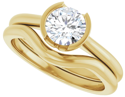 Sužadėtuvių Žiedas „Half-Bezel Solitaire“ 14k yellow gold Round 6mm (10)