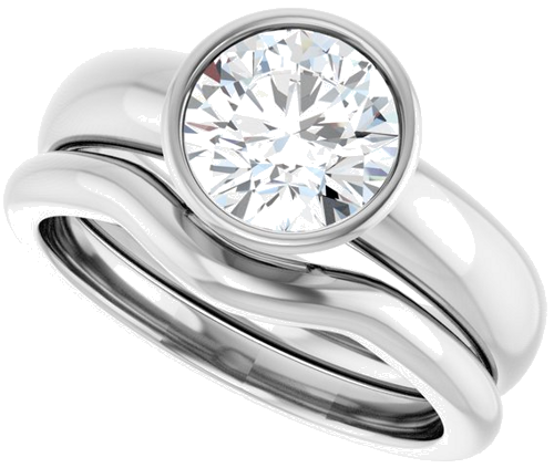 Sužadėtuvių Žiedas „Bezel-Set Solitaire“ 14k white gold Round 7.4mm (10)