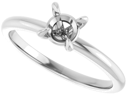 Platinum  5.2 mm Round Solitaire Engagement Ring Mounting (5)