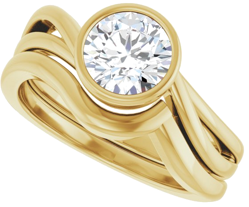 Sužadėtuvių Žiedas „Bezel-Set“ 14k yellow gold Round 6.5mm (10)