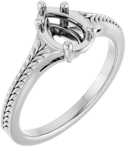 Sužadėtuvių Žiedas „Solitaire“ 14k white gold Pear 7mm x 4.5mm (1)