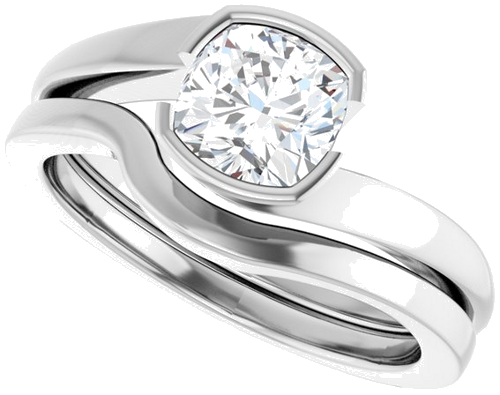 Sužadėtuvių Žiedas „Half-Bezel Solitaire“ 950 Platinos Cushion 6mm (10)