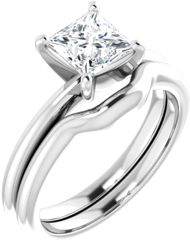 Sužadėtuvių Žiedas „Solitaire“ 585 Baltojo Aukso Square 5.5mm (6)