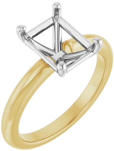 Sužadėtuvių Žiedas 14k yellow/white gold Emerald 9mm x 7mm (1)